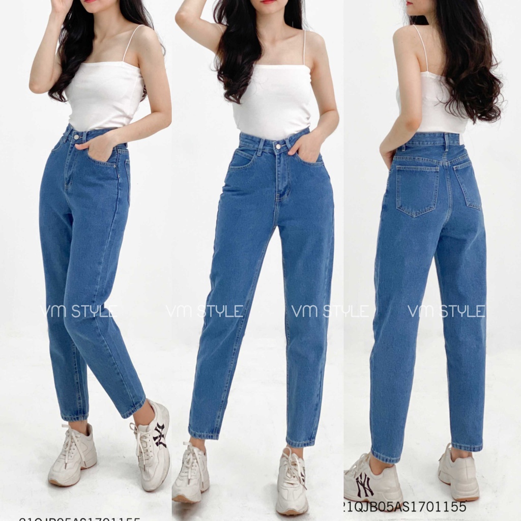 Quần jean baggy nữ lưng cao, quần bò form đẹp đi học ulzzang thời trang nữ FMstyle Saigon 21QJB05AS1701 - Hàng mới về