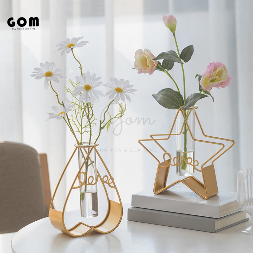 Bình hoa thủy canh decor chất lượng cao, màu vàng phong cách hiện đại