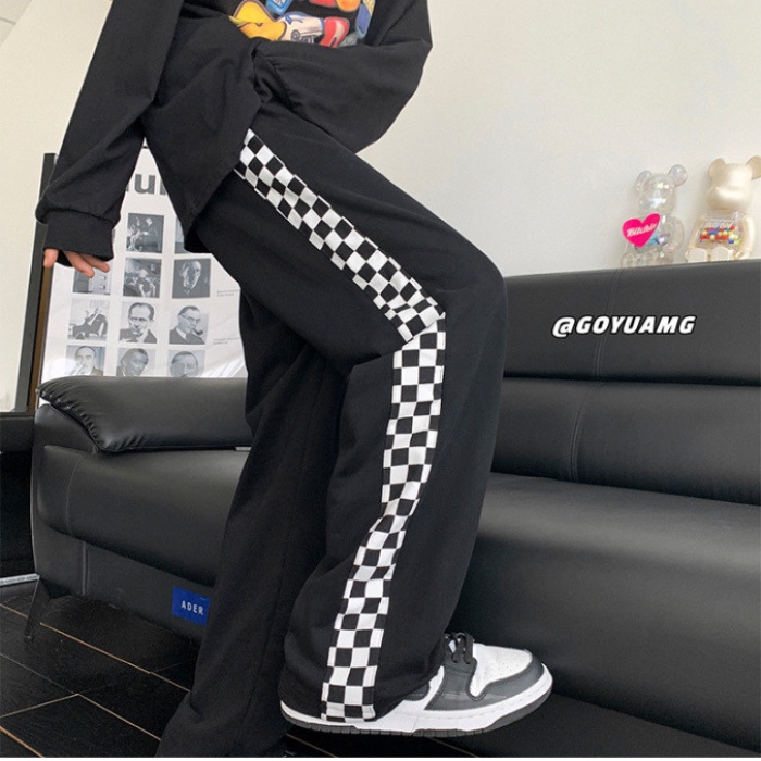 [Xả Kho] Quần jogger thể thao 3 sọc vải mịn form ống rộng unisex nam nữ để suông hoặc có dây rút - Happy Style