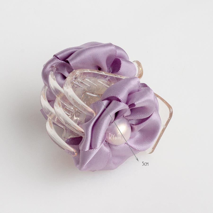 Kẹp tóc càng cua 5 răng hoa ruy băng satin RYA 71439