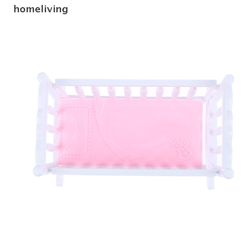 Nôi Em Bé Màu Trắng Hồng Nhạt Trang Trí Nhà Búp Bê