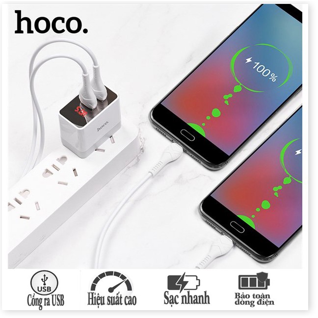 Cốc Sạc Nhanh Hoco DC28 2USB-5A Bảo Toàn Dòng Điện Tương Thích Tất Cả Các Dòng Điện Thoại  - SmartShop