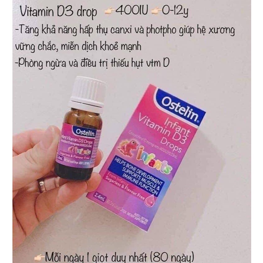 Vitamin D3 [ÚC] Ostelin kid liquid 20ml và Ostelin Infant Drop 2,4ml bổ sung cho trẻ