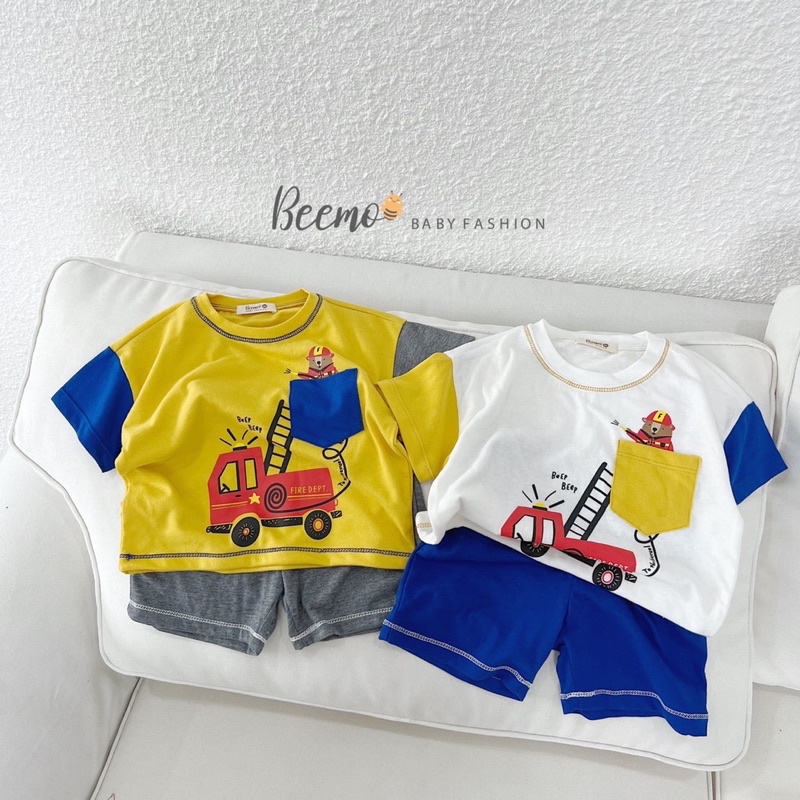 Bộ short cotton chó cứu hộ bé trai-MS78