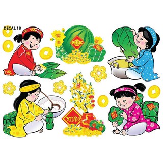 Decal tết decal trang trí 4D Mẫu truyền thống