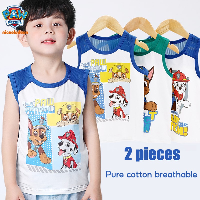 (2 miếng) Áo Thun Ba Lỗ In Hình Paw Patrol Cho Bé