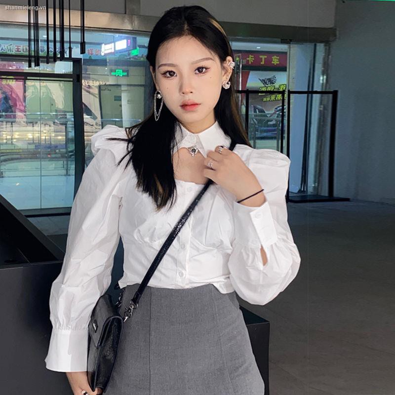 Áo sơ mi tay dài màu trắng che nắng thiết kế mỏng thời trang mùa hè 2021 mới dành cho nữ
