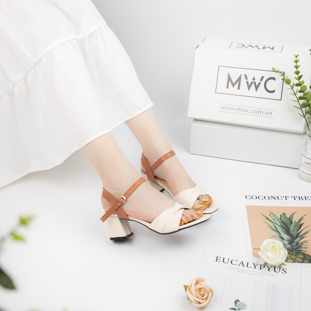 Giày Sandal Cao Gót MWC Đế Vuông 5CM Quai Chéo Thanh Lịch NUCG- 3921