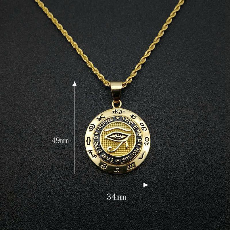 Mặt dây chuyền bằng thép không gỉ của nam giới Vòng cổ Bùa thần Horus Ai Cập cổ đại