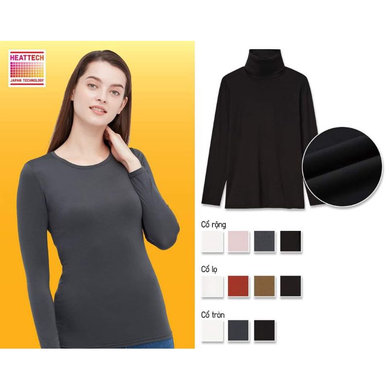 (UNIQLO chính hãng Nhật) Áo giữ nhiệt nữ cổ tròn dài tay - HEATTECH CREW NECK