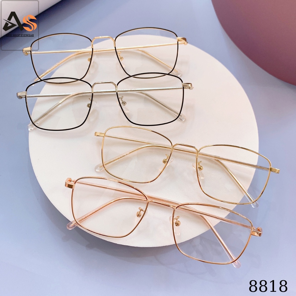 Kính vuông thời trang nam nữ chất liệu kim loại đeo là xinh 8818