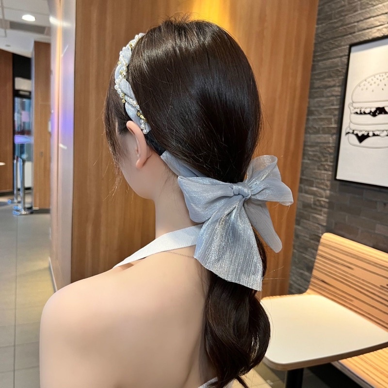 Bờm băng đô cài tóc kiểu mới bờm dây buộc bện tóc vải voan xinh xắn nhẹ nhàng phong cách Hàn Quốc