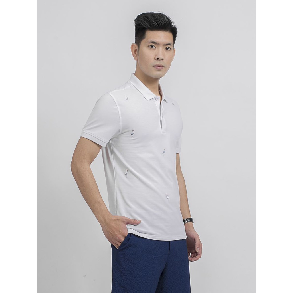 Áo polo nam cao cấp aristino APS083S9 thêu chim hồng hạc slim 2 màu