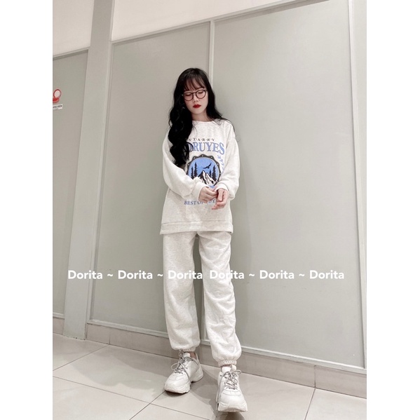 [Ảnh thật/Video] Set bộ nỉ COSMOS form oversize, Bộ đồ quần ống boom áo dài tay hoodie form rộng Ulzzang