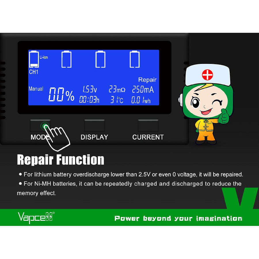 VAPCELL! Sạc Pin Siêu Nhanh 12A VAPCELL S4 Plus
