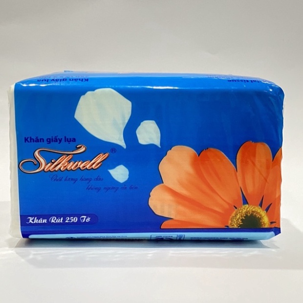 Combo Sốc 30 gói Giấy ăn Silkwell xanh 250 tờ khổ 140 du lịch tiện dụng, khăn giấy rút lụa siêu mềm mịn