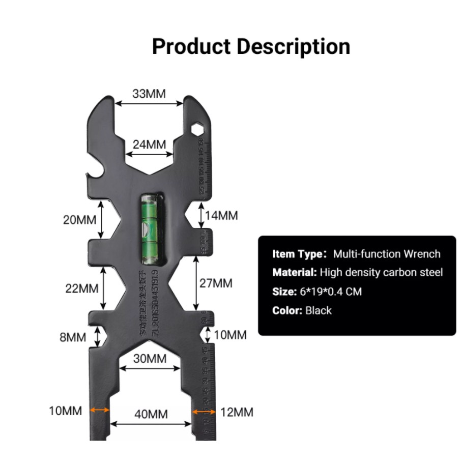 Cờ lê sửa chữa ống vòi nước nhà tắm đa năng màu đen
