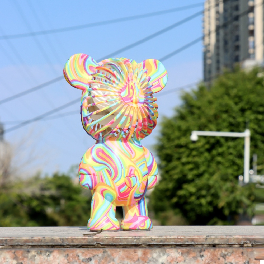 Quạt mini cầm tay tích điện hình gấu Bear Brick cute fan decor nhiều màu sắc 3 cấp độ gió có hộp kèm sạc pin