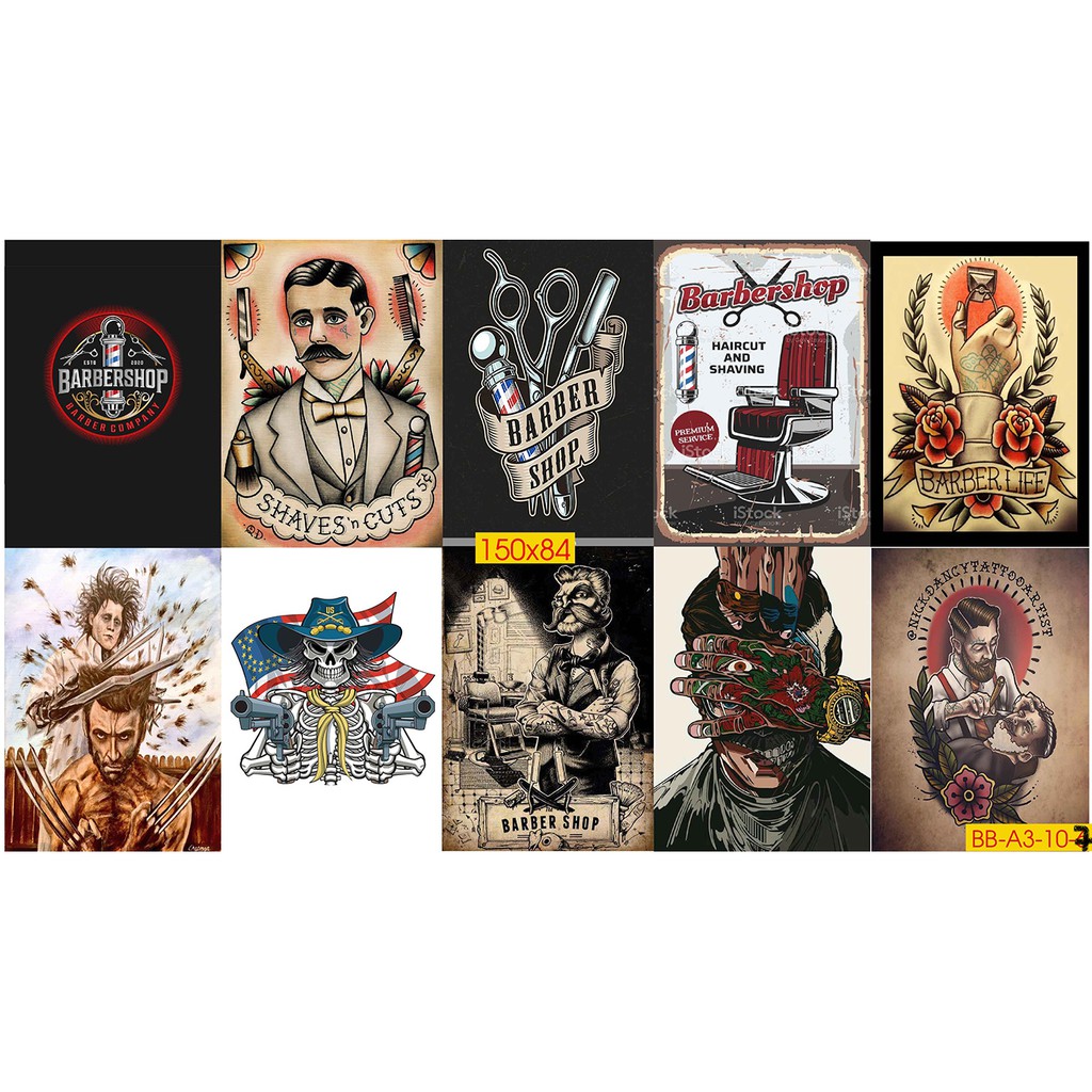 Combo Set 10 tờ Decal trang trí SALON TÓC