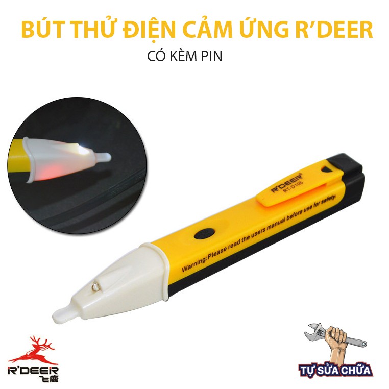 Bút thử điện cảm ứng không tiếp xúc RDEER RT-D106 an toàn có đèn và chuông báo, thiết kế chuyên dụng, chất liệu cao cấp,