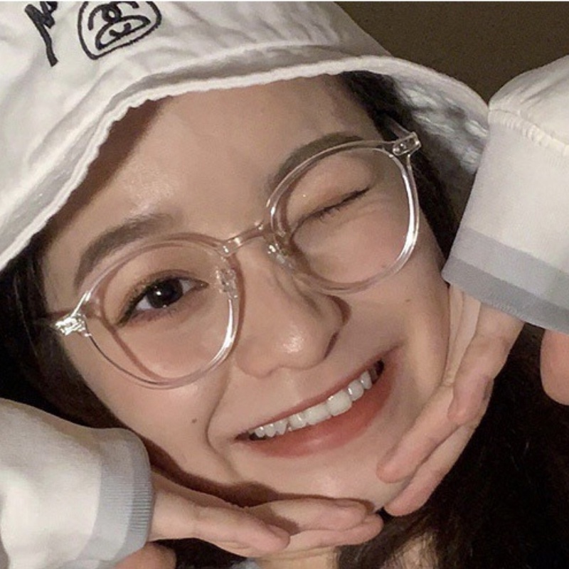 Mắt Kính Gọng Tròn TR90 Chống Ánh Sáng Xanh Trong Suốt Thời Trang Hàn Quốc