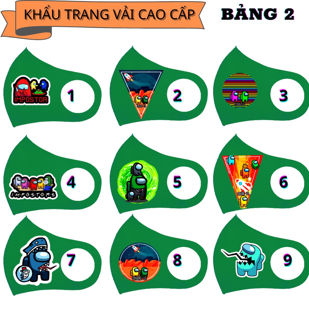 (45 mẫu) 1 cái khẩu trang vải among us - màu xanh lá đậm | BigBuy360 - bigbuy360.vn