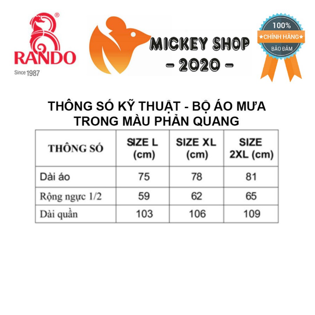 [ MUA NHIỀU ] RANDO Bộ Quần Áo Đi Mưa Nhựa PVC Trong Màu Phản Quang Chống Thấm nước, Thời Trang Cá Tính Cho Nam/Nữ