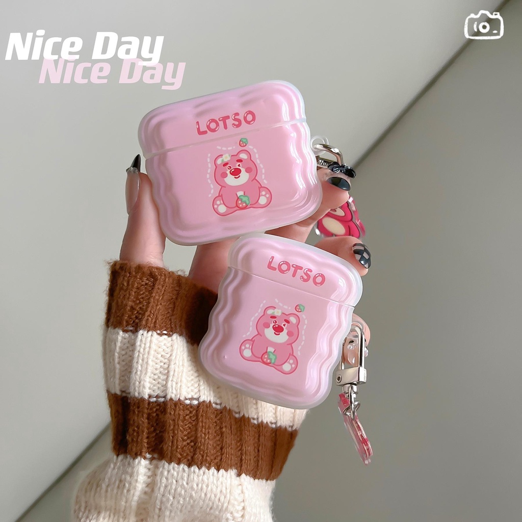 Vỏ Bảo Vệ Hộp Sạc Tai nghe không dây AirPods 1 2 pro 3 2021 gen3 Bằng TPU Dẻo Họa Tiết Hoạt Hình Chú Gấu & Dâu Tây Dễ Thương Chống