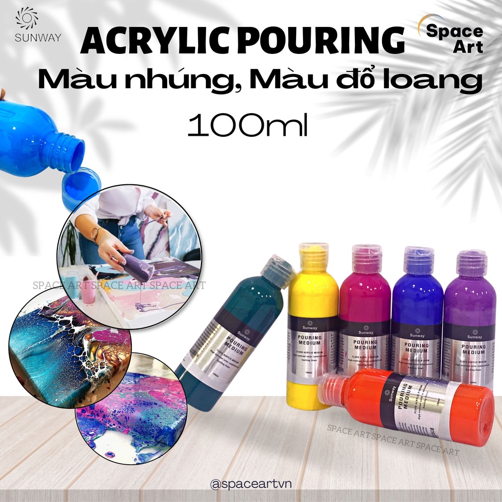 Màu vẽ Acrylic Pouring Đổ loang, màu nhúng SUNWAY ĐÀI LOAN 100ml