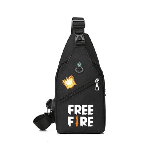 Túi đeo chéo FREE FIRE, có cổng usb bên ngoài và khe tai luồn tai nghe