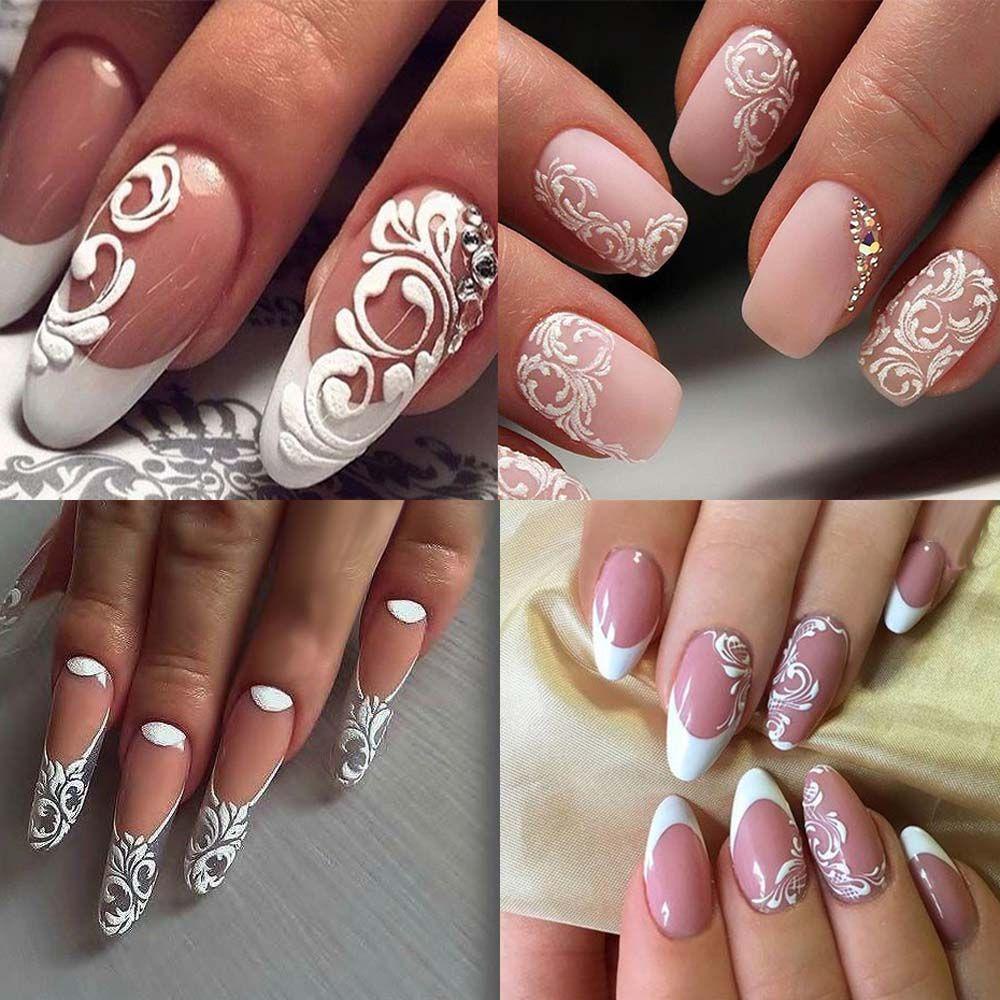 Hình DáN Trang Trí MóNg Tay 5D HọA TiếT Ren Hoa HồNg