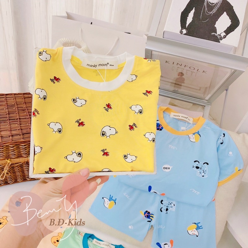 (7-28kg) Bộ Thun lạnh Minky Mom cao cấp ❤️ freeship ❤️ đồ bộ cho bé trai bé gái in khủng long gấu snoopy