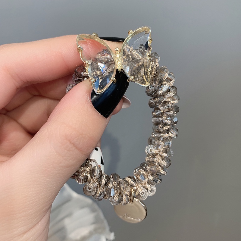 Dây buộc tóc Haimeikang phối pha lê đính nơ đơn giản thời trang cho nữ