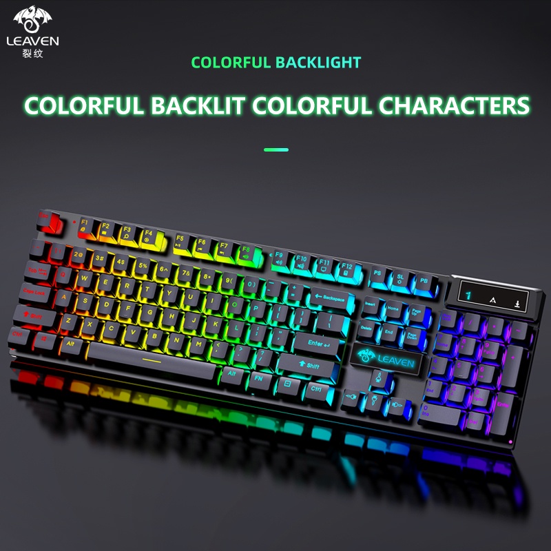 Bàn phím máy tính Bộ bàn phím và chuột LEAVEN D320 hiệu ứng ánh sáng RGB Bàn phím chơi game văn phòng giá siêu rẻ