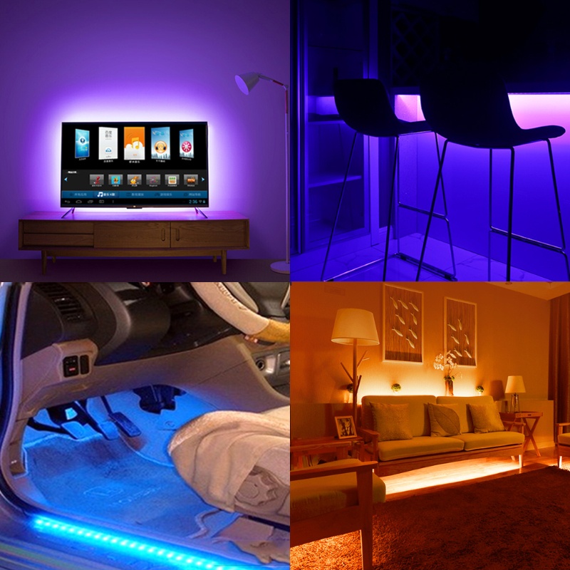 Dây Đèn LED 30 Bóng 5050 RGB 4 5V Chống Thấm Nước Có Thể Điều Chỉnh Sử Dụng Pin Dùng Cho Dải Đèn TV