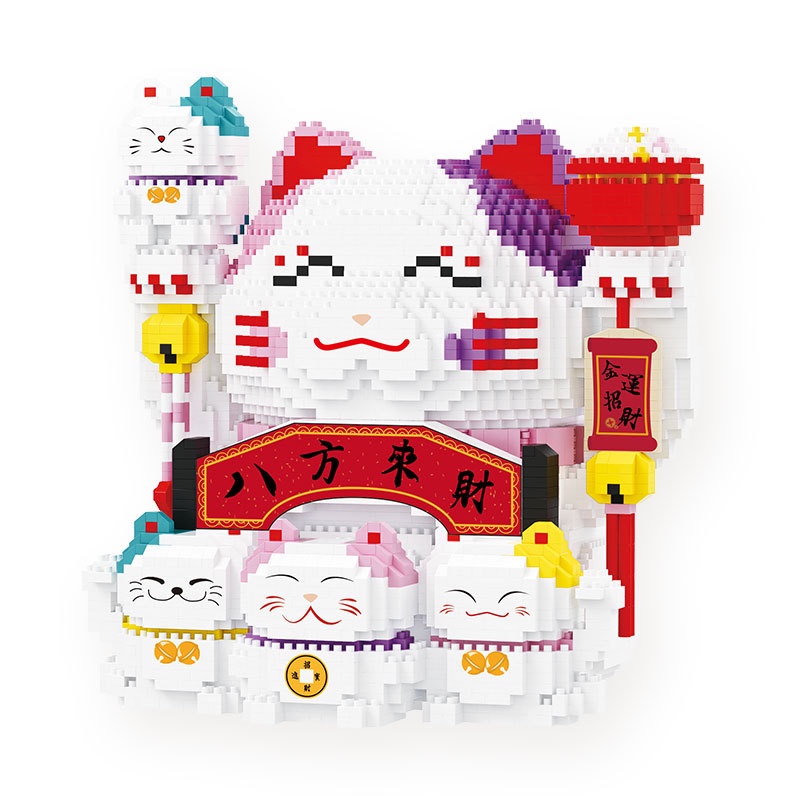 ▨♕♕Bộ Đồ Chơi Lego Xếp Hình Chú Mèo May Mắn Ba Chiều Độ Nét Cao Trang Trí Thần Tài Cho Người Lớn