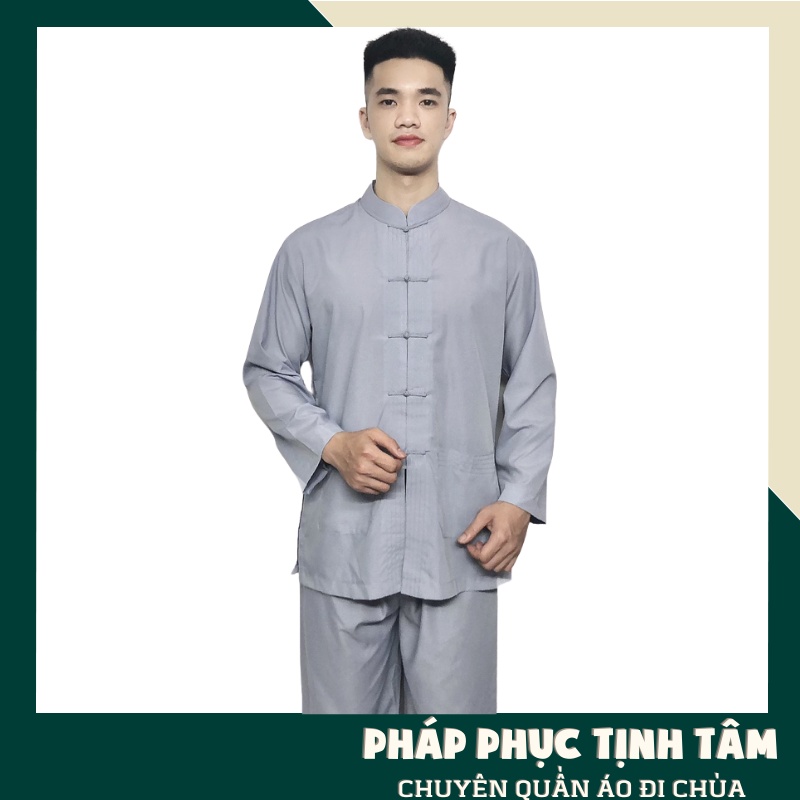 Đồ Lam Đi Chùa Bộ Nam Lãnh Tụ Dài Tay Cao Cấp Lịch Sự Chất Vải Dày Dặn Mềm Mịn Mặc Rất Mát Và Thoải Mái