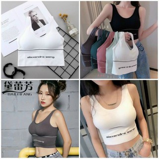 Áo Lót Ngực Bra Tập Thể Thao Chất Liệu Cotton Len Tăm Có Đệm Nâng Ngực Phong Cách Thời Trang Alexander Wang