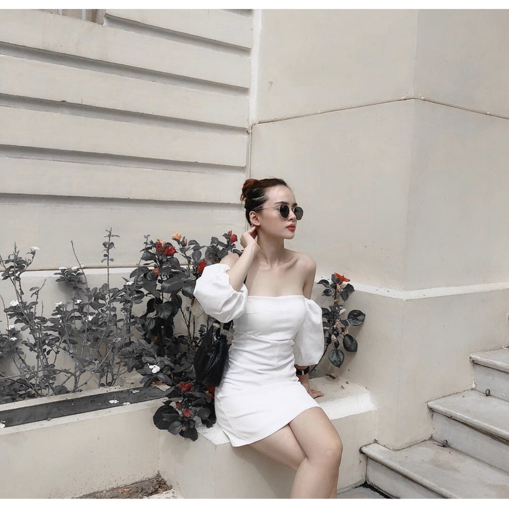 Đầm Ulzzang Trễ Vai Tay Bồng Hàn Quốc 💖FREESHIP💖 váy trễ vai nữ hottrend TM00123 | BigBuy360 - bigbuy360.vn