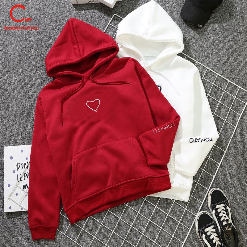 1 Áo Hoodies Tay Dài Hoạ Tiết Trái Tim Thời Trang Mùa Thu