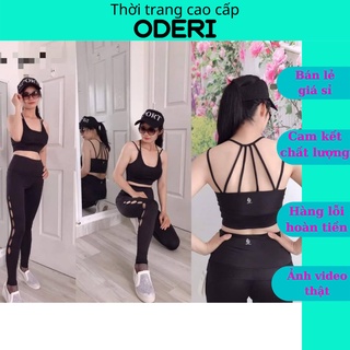 Đồ Tập GYM, Yoga Nữ, Bộ Quần Dài Áo Bra Đan Lưng Kèm Mút Cao Cấp ODERI MS02