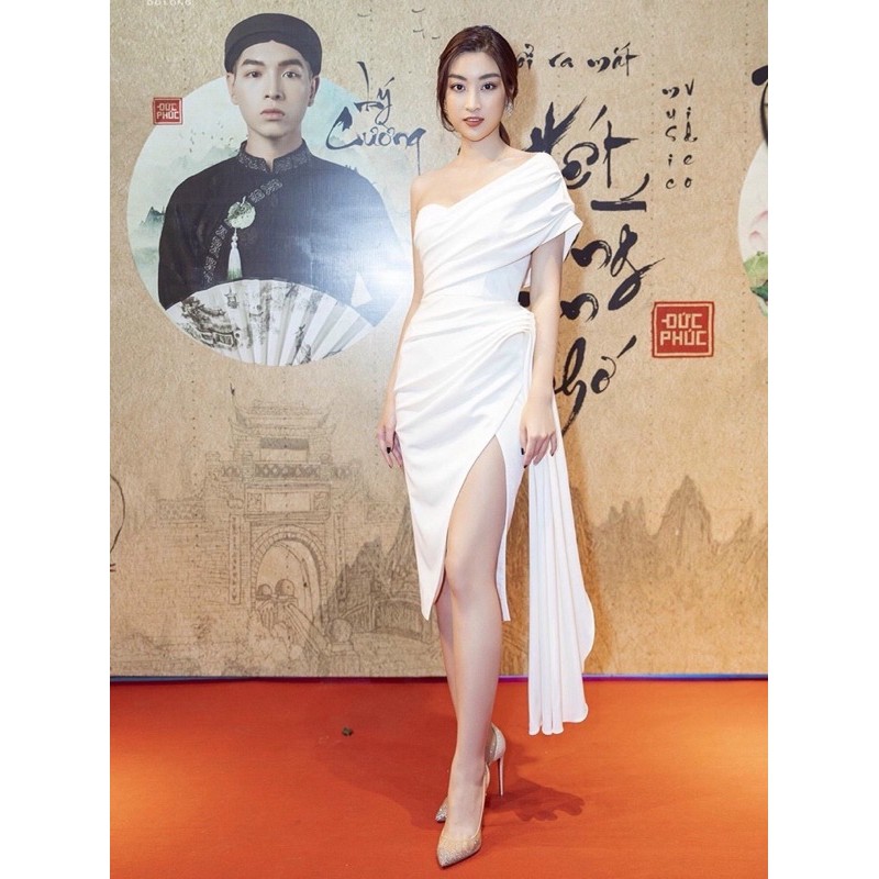 Đầm vạt chéo đầm trắng cúp ngực đắp vai xẻ đùi nhún hông rớt tà dự tiệc (Có đệm ngực) - MN108 - Đầm Váy Mina | BigBuy360 - bigbuy360.vn