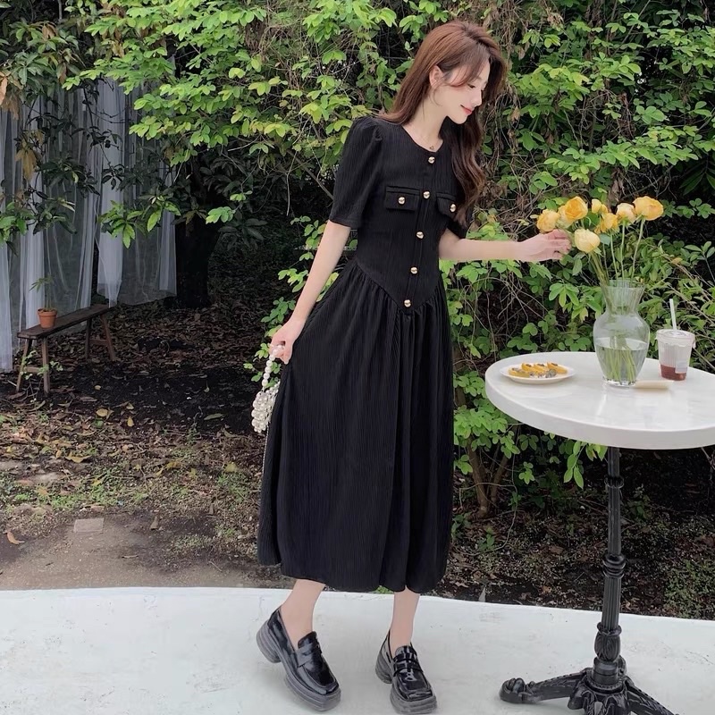 N44Váy công chúa CÓ BIG SIZE tiểu thư xanh bơ hot trend dáng dài tay bồng ulzzang nữ tính