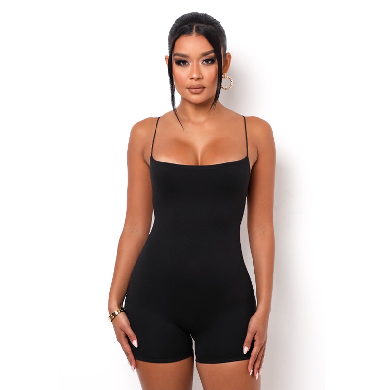 Jumpsuit Sát Nách Màu Trơn Thiết Kế Hở Lưng Quyến Rũ