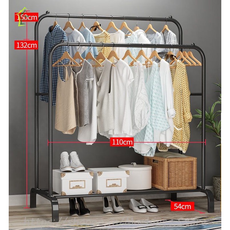 [ XU HƯỚNG ] Giá Treo Quần Áo 2 Khung Chất Liệu Thép Sơn Tĩnh Điện Cao Cấp