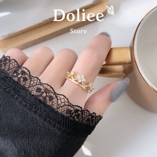 Nhẫn Nữ Hình Vương Miện Điều Chỉnh Được, Đính Đá Zircon Sang Trọng - N01