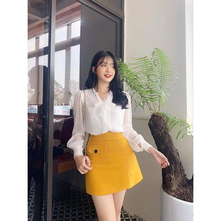 Áo tơ dài tay CỔ THẮT NƠ