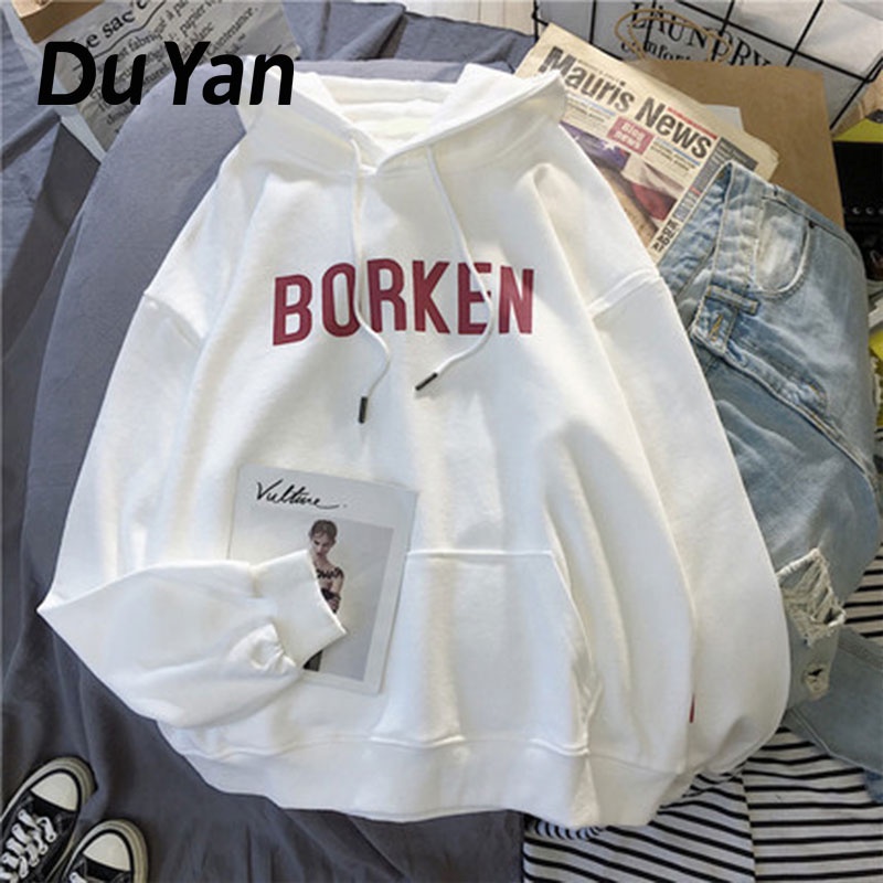 Du YAN Áo Sweater Lông Cừu Dày Dáng Rộng Có Mũ Trùm Kiểu Hàn Quốc Mới Cho Nữ