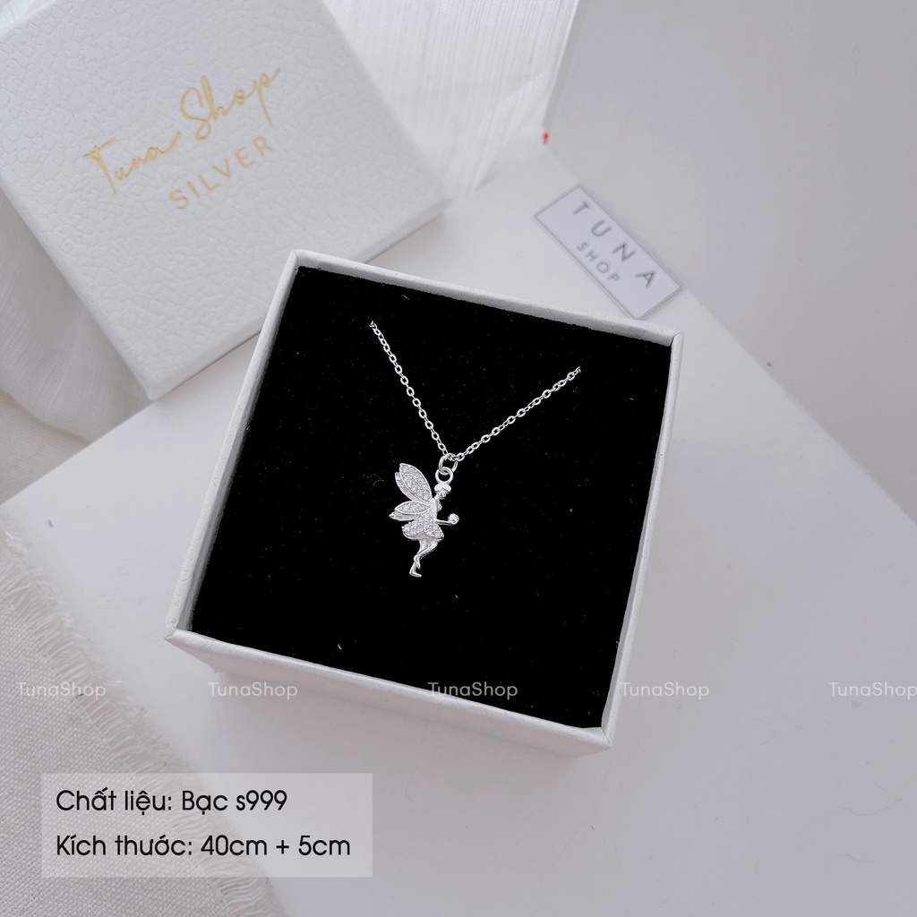 Dây chuyền Bạc S999 thiên thần /Vòng cổ Bạc_ 𝐂𝐚𝐦 𝐤𝐞̂́𝐭 𝐜𝐡𝐮𝐚̂̉𝐧 𝐁𝐚̣𝐜 _TUNA SILVER