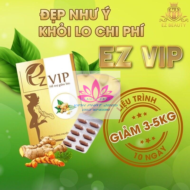 Hàng Chính Hãng EZ VIP Giảm Từ 3-5 kg Hộp 10 viên. (Liệu Trình 3 Hộp)